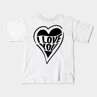 I Love You Shape Black Kids T-Shirt